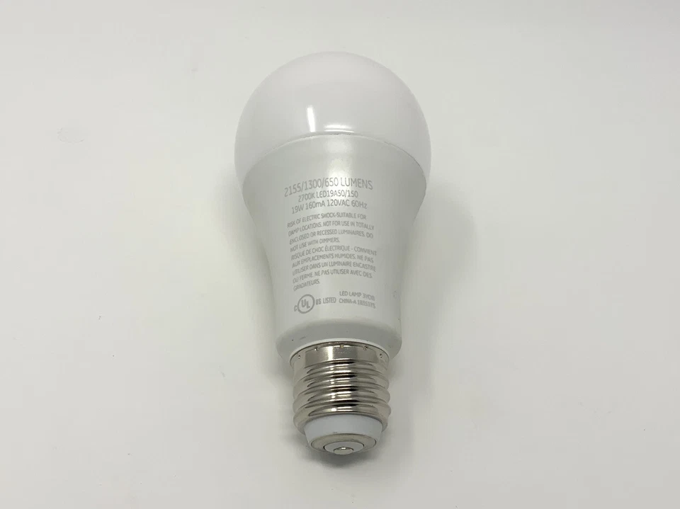 GE LED 3 Way Three Way Bulb 50/100/150 19w 2155/1300/650 Lumens 2700K A21 - New - Image 2 of 3
