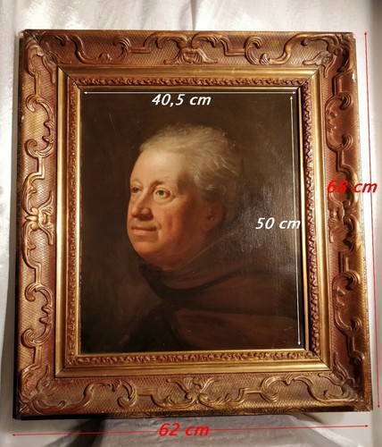 Portrait d'un Moine Franciscain en Robe de Bure Huile sur Toile 18e Encadrée. - Imagen 1 de 12