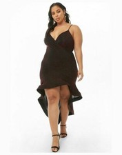 Forever 21 Plus Size Red Black Metallic High-Low Dress 1X