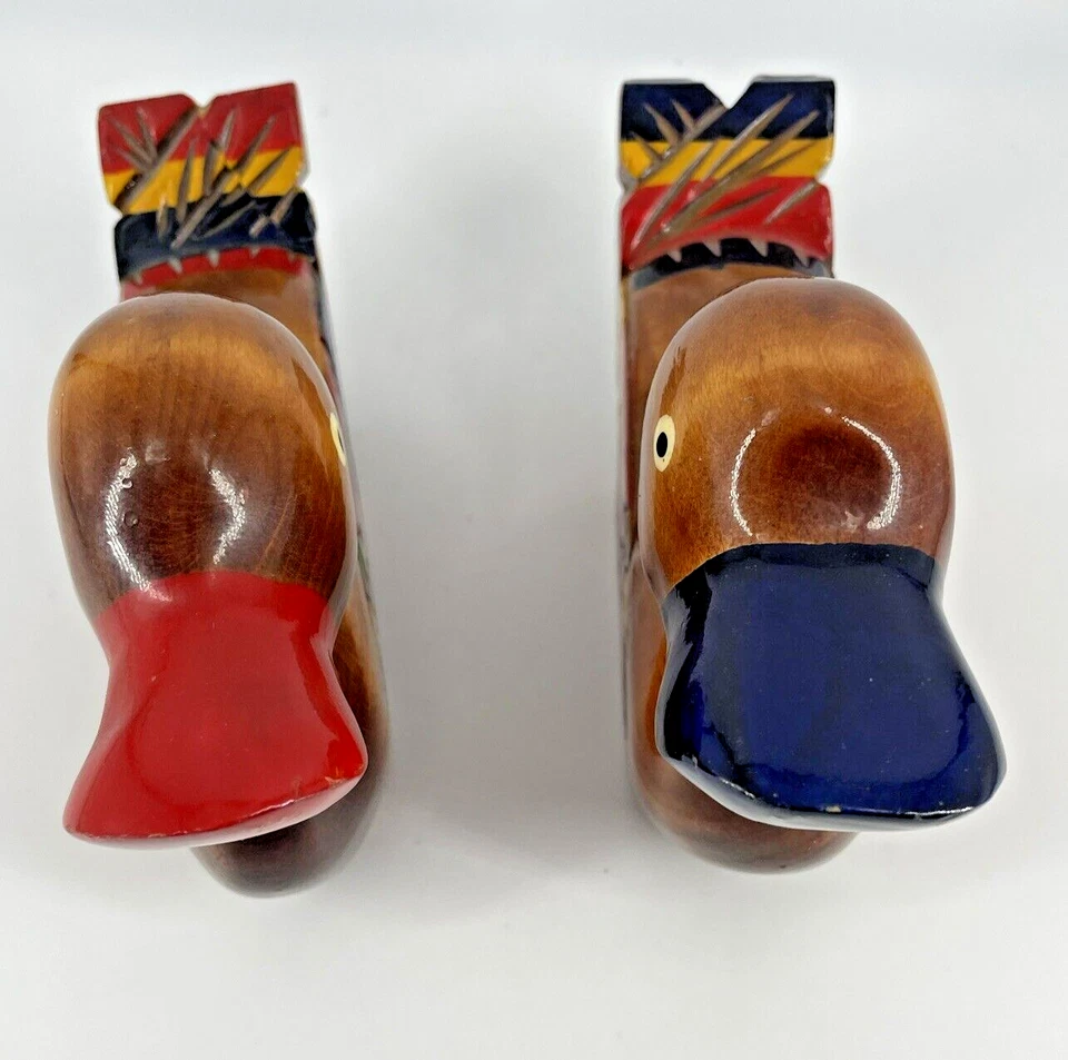 Juego de 2 adornos artísticos señuelo de pato de madera patitos decoración albergue Foto 4 de 4