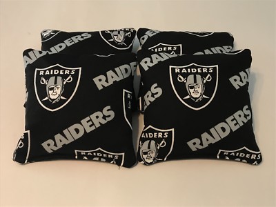 OAKLAND RAIDERS CORNHOLE BEAN BAGS SET OF 4 BAG TOSS GAME REGULATION