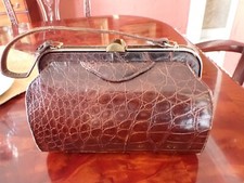 Vintage Brown Alligator Purse Handbag Satchel Fifties With Coin Purse