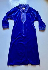 VTG Gilligan O  Malley Royal Blue  Gold Velvet House Coat Robe- Size Medium