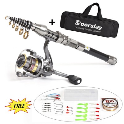 Telescopic Fishing Rod and Reel Combo Full Kit  Fishing Reel Gear Q3F1