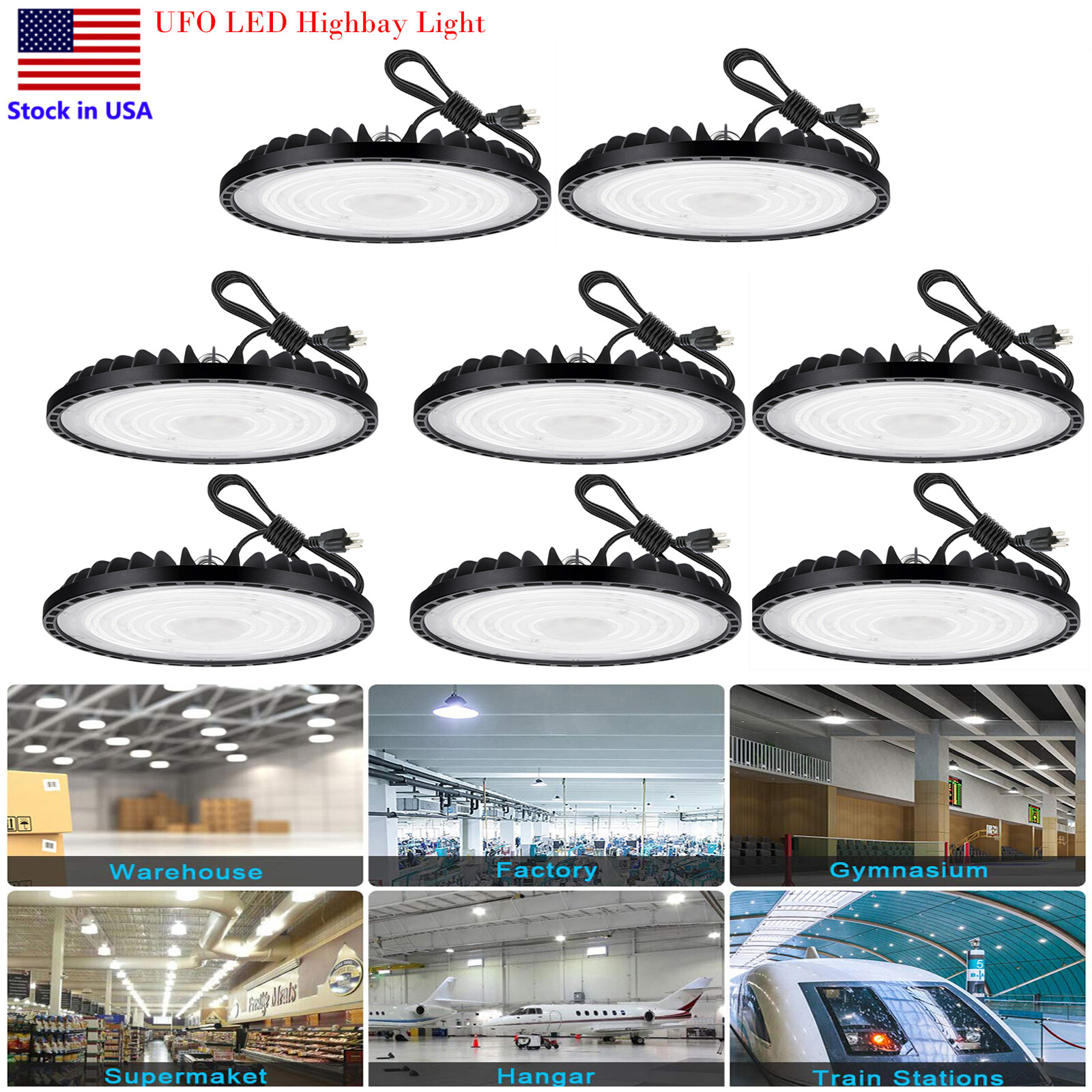 200W UFO LED High Bay Light, 8 Pack - Industrial & Commercial Lighting Solution
