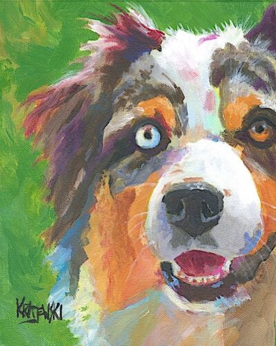 Australian Shepherd Signed Art Print Painting | Home Wall Art Decor | Gifts 8x10 - Picture 1 of 2