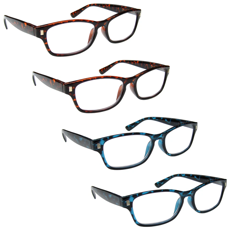 Value 4 Packs Mens Womens Reading Glasses Spring Hinges UV Reader RRRR10