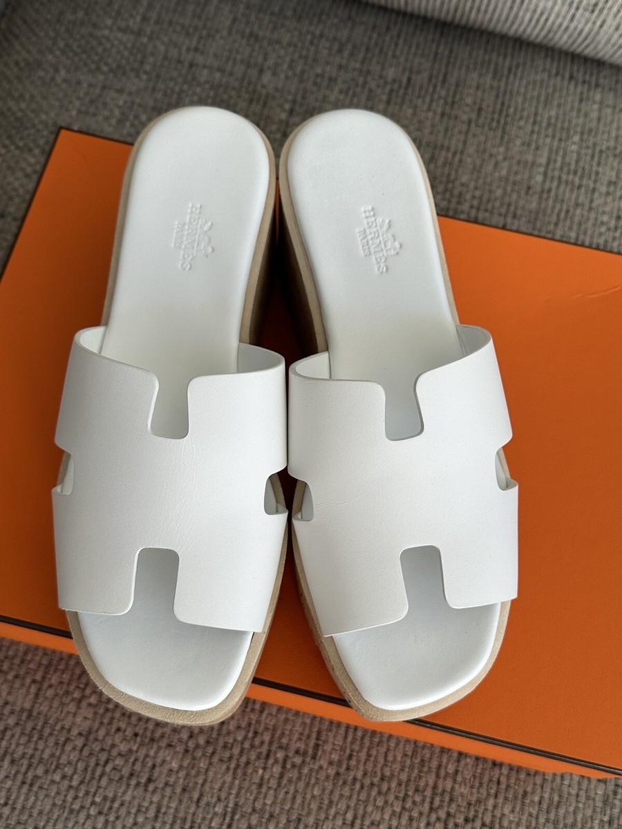 size 39EU NEW HERMÈS White Calfskin Leather Eze 30 Platform