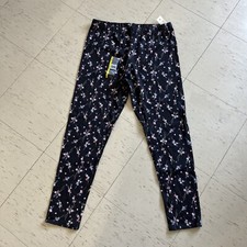 NWT No Boundaries Ankle Legging Juniors black  pink blue flowers Sz L 11-13 