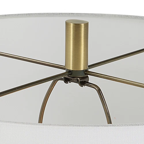 Elegant Modern Gray Black Antique Brass Floor Lamp 63 in Organic Stripes Carved - Picture 8 of 9