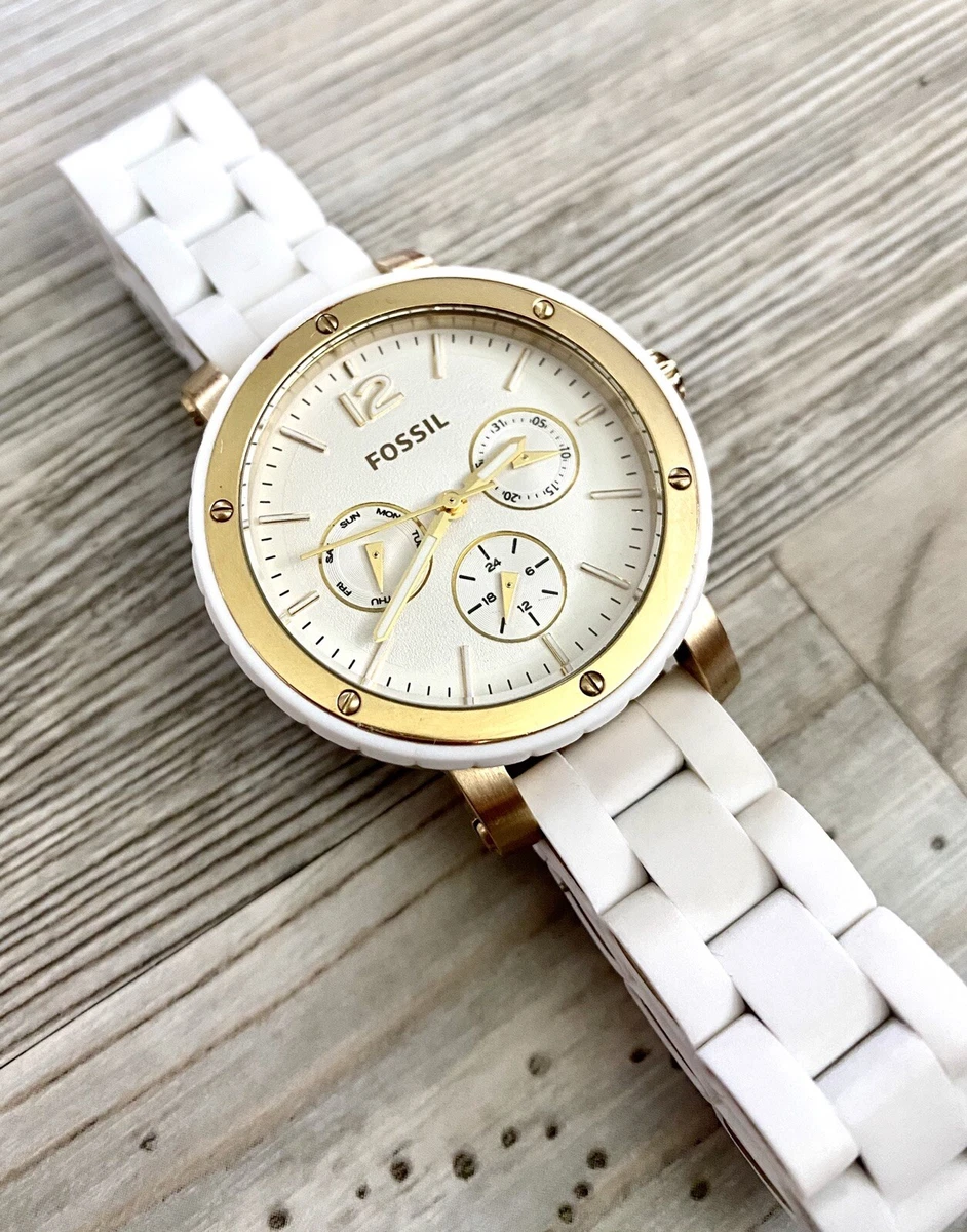 Fossil Gold Plated Stainless Steel and White Silicone