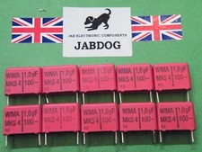 Image of Wima MKS4 1uF 100v 5% Polyester Box Capacitors Pitch 15mm Packs 2 or 10 Pcs