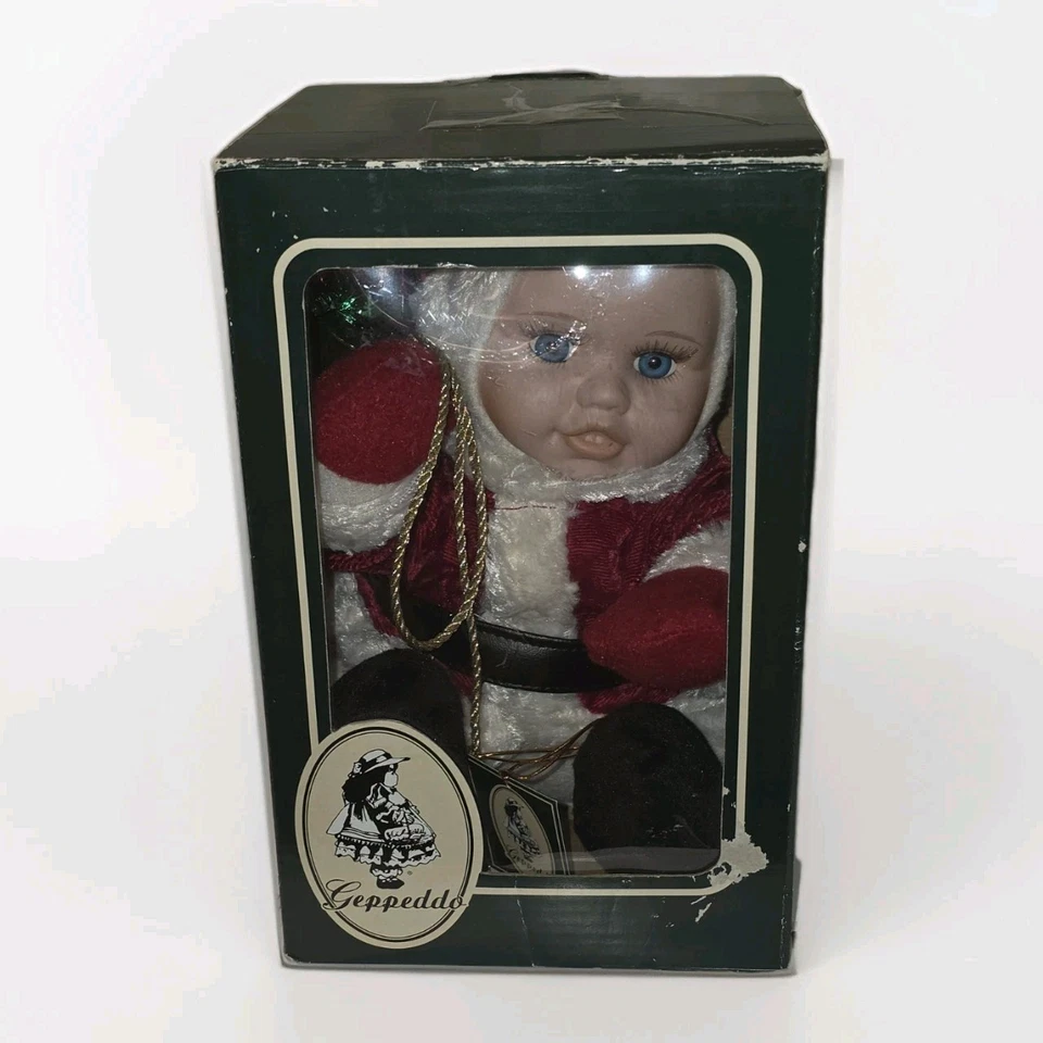 Винтажная фарфоровая кукла 2002 Geppdo Cuddle Kids Christmas Stanley Santa с коробкой - Изображение 2 из 4