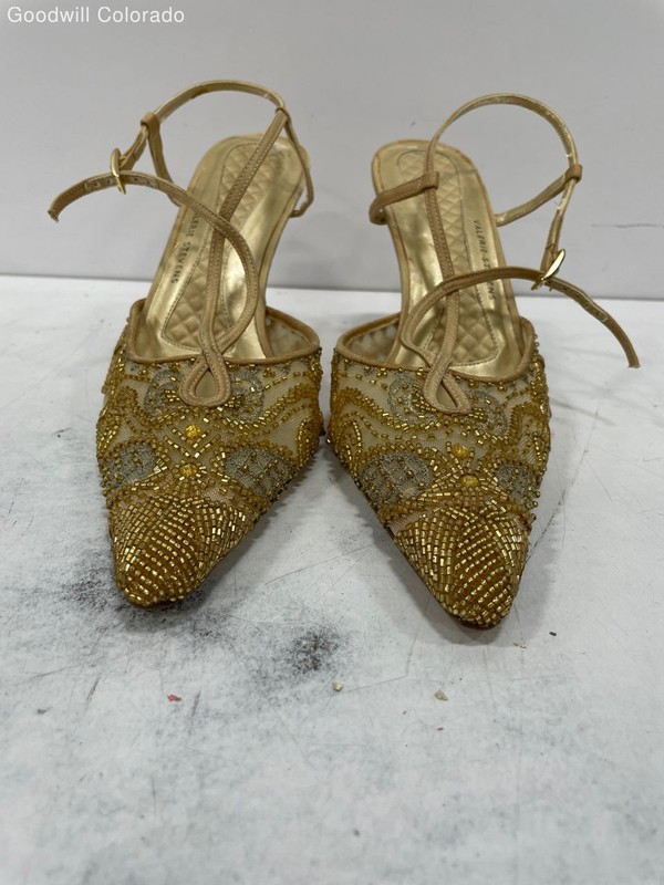 Jungle Womens Heels   Gold Leather Buckle 7M