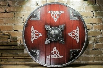 Runde hölzerne Wikinger authentische Battleworn nordische Schlacht Larp Rüstung 24'' Schild Geschenk