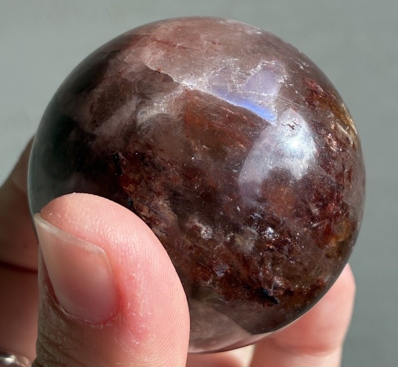 Rare Blue Flash Hematoid Quartz Polished Sphere Crystal with Mineral Inclusions 