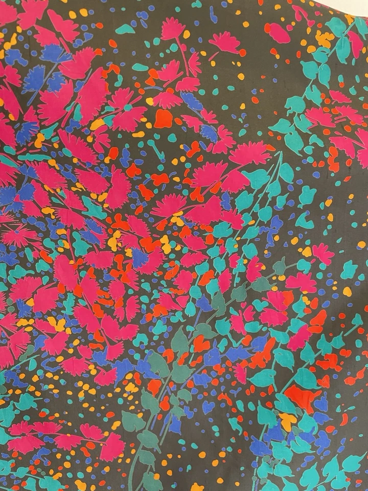 AS9 # Jim Thompson шелковый шарф черный многоцветный цветочный принт винтажный квадратный - Изображение 4 из 4