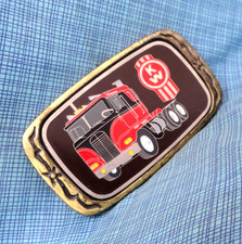 Kenworth Truckers Promo Belt Buckle Cabover Enameled Inlay Vintage 1980s .GMP735