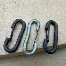 Antique Vintage Lot 3 hook With clip Latch Old Metal  Carabiner Primitive Hooks