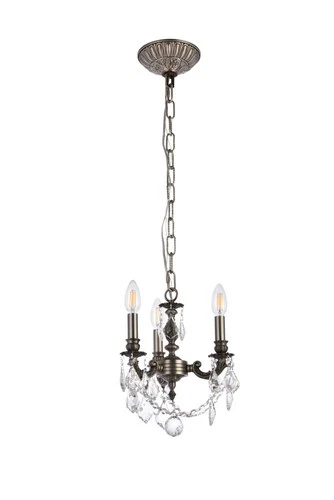 Elegant Lighting Lillie 10" 3 Light Royal Crystal Chandelier - Picture 7 of 9