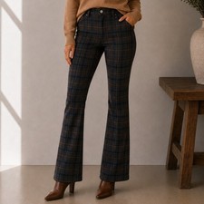 Alice + Olivia Pants Plaid Wool Blend Grey Brown Size 6