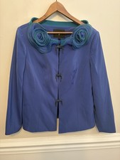 Louise Ricci Blue Teal Rosette Collar Formal Jacket Blazer Size 16