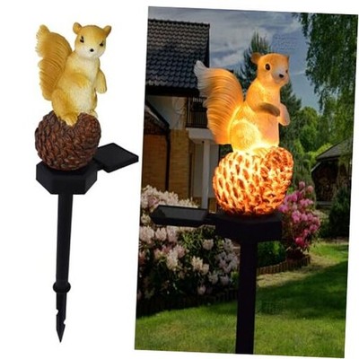  Solar Energy Pinecone Squirrel Light, Garden Decoration Resin Cute Animal 