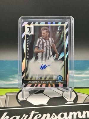 2023 TOPPS UCL Juventus Turin Bowman Chrome Prospect /75 Autograph Card Bonetti