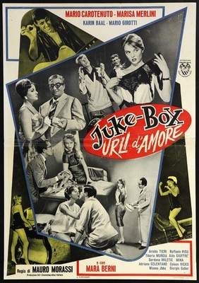 CINEMA-fotobusta JUKE-BOX, URLI D'AMORE berni, mina, celentano, MAURO MORASSI