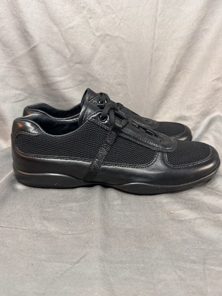 靴 archive PRADA SPORT calzature uomo mesh Prada Sport Linea Rossa Black Mesh Leather Sneaker Men's SIZE US 8