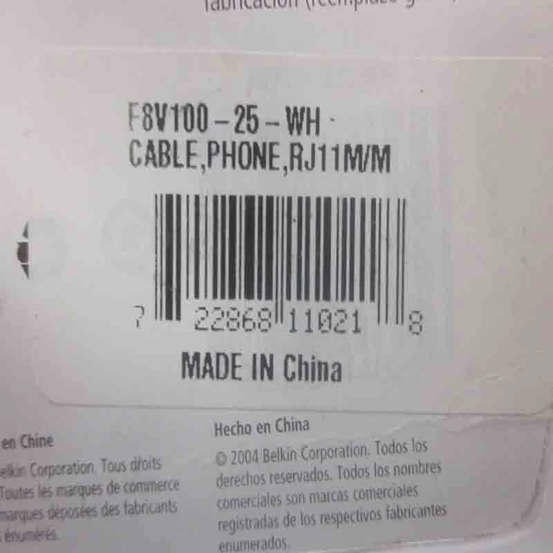 NUEVOS 8 cables de línea telefónica Belkin F8V100-25-WH blancos M/M - 25 pies (7,6 m) Foto 3 de 4