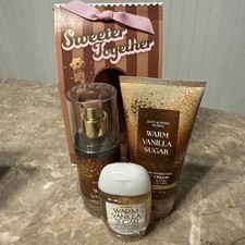 BATH BODY WORKS Warm Vanilla Sugar Fragrance Mist LOTION PocketBac SET