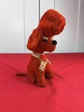 Vtg 1950s Red Velveteen Poodle Plush Dog Japan PA 152 Label Mid Century Toy