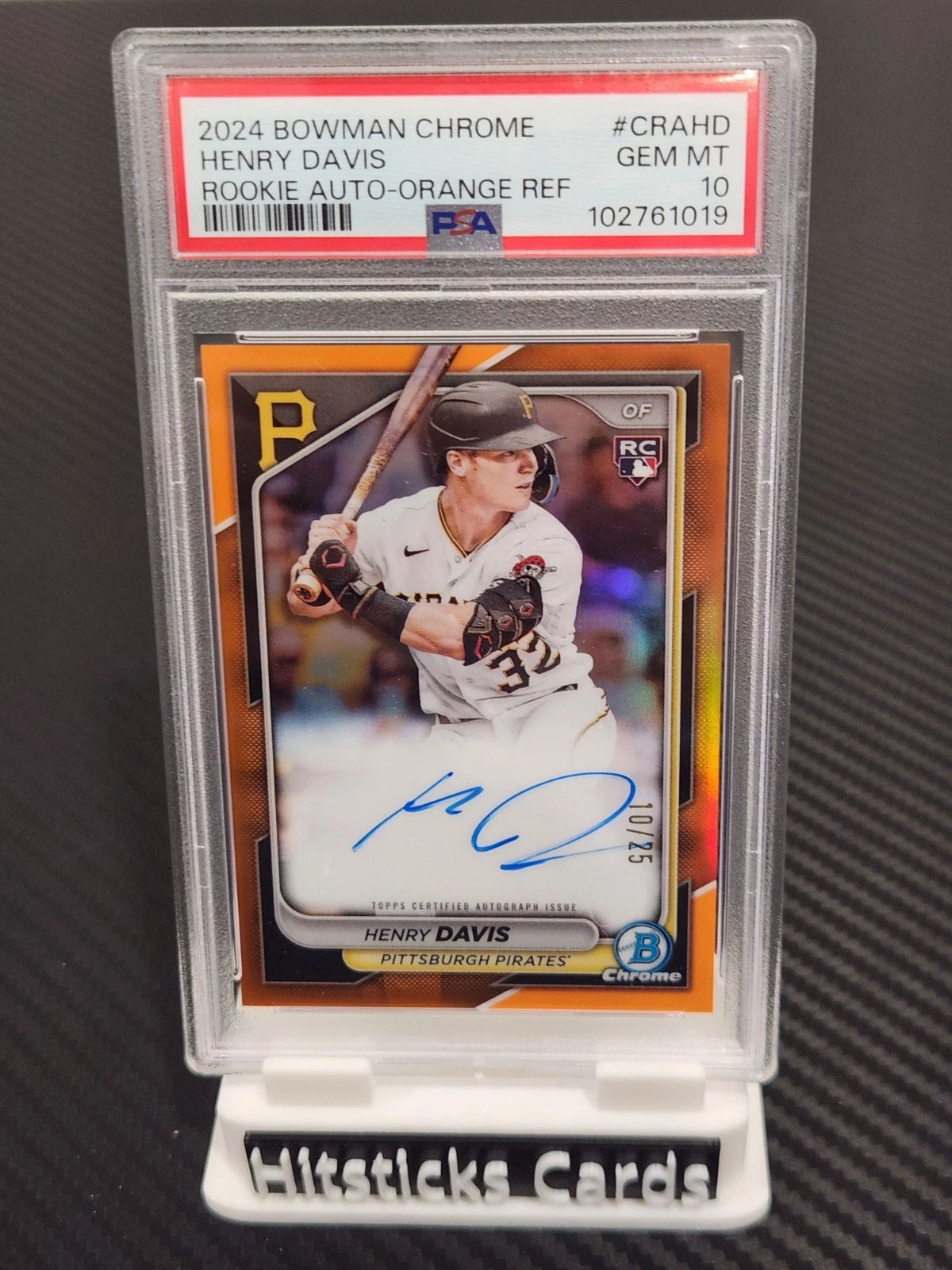 Deal for Henry Davis Rookie Auto Orange Refractor /25 PSA 10 2024 Bowman Chrome #CRAHD