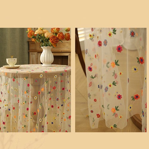 Rustic Style Embroidered Lace Tablecloth for Use on For Dining Bedroom Tables - Picture 3 of 24