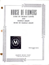 House of Flowers 1954 Sheet Music Harold Arlen Truman Capote Broadway