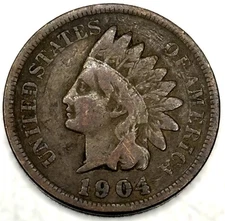 1904 Indian Head Cent Penny Good Condition 1c One Cent US Coin- 0930