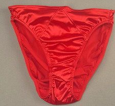 Victorias Secret Panties M Lipstick Red Second Skin Shiny Satin Hipster Vtg 1995