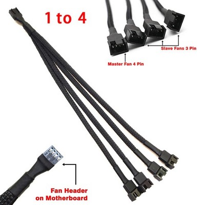 Lüfter Verteiler Splitter 1x Buchse 4x Stecker PWM Y Kabel 4 PIN Adapter