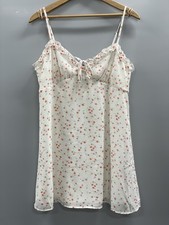Wild Fable Mini Dress Dainty Pink Floral Print Tie Front Elastic Back Adj Straps