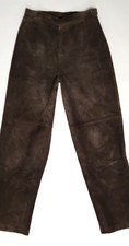 Vintage Terry Lewis Women's Suede Leather Pants Sz 10 Dk Brown Lined Side Zip