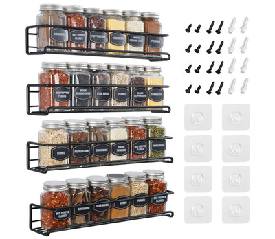 Soporte para Especias de Cocina 4 Pisos 2.5x2.5x11.5in Resistente