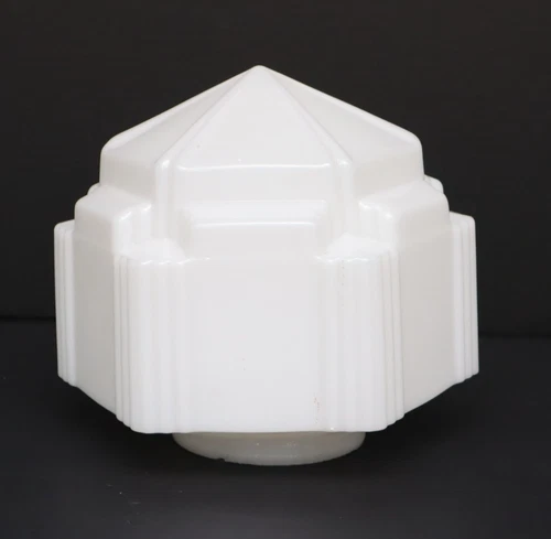 Art Deco Skyscraper Milk Glass Lamp Ceiling Shade 7.25"