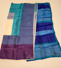 2 Vera Neumann Silk Square Scarves Ladybug Logo 25inx26in Geometric Pattern