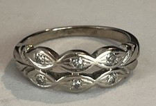 Art Deco 14K White Gold Diamond Ring Size 7.5