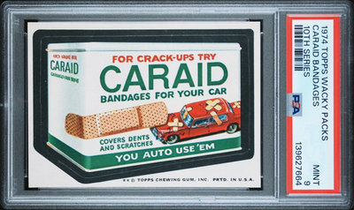 #ad #ad 1974 Topps Wacky Packages Caraid Bandages 10th Series PSA 9 MINT Non sport Card $249.00