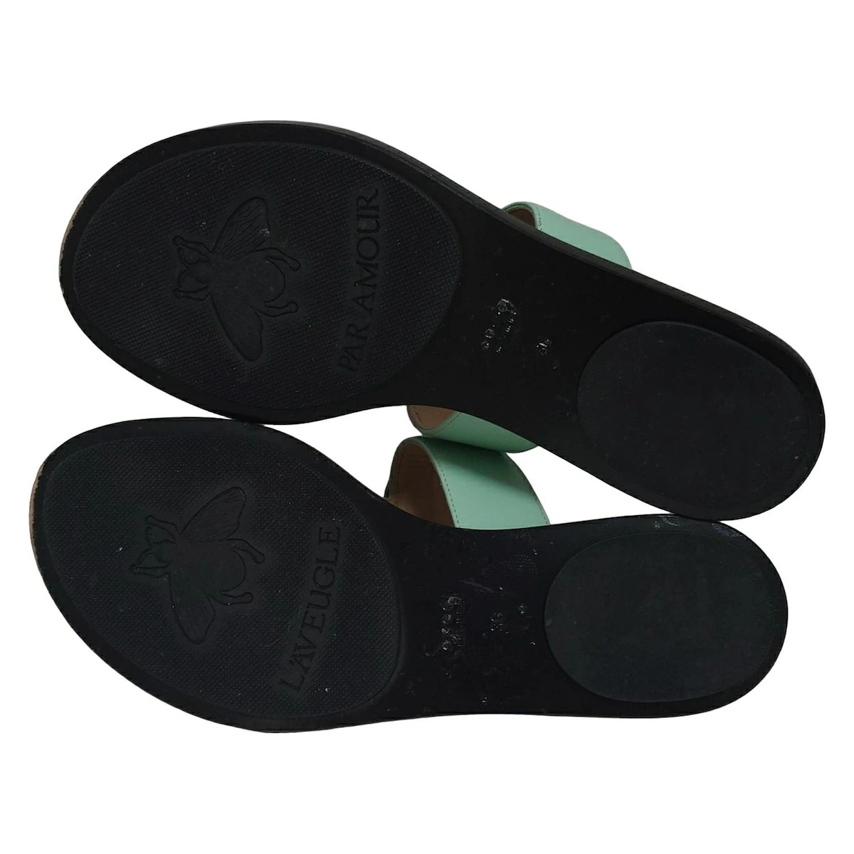 GUCCI sandals double G/L'AVEUGLE light blue leather thumbnail 4