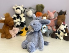 Jellycat Rare Retired Medium Bashful Blue Donkey, Brand New With Tags Genuine