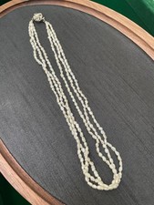 Genuine Freshwater Tiny White Pearl Triple Strand Necklace