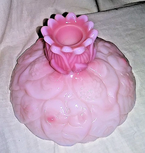 Fenton Rosalene Pink Water Lily Candle Holder 3.5" T
